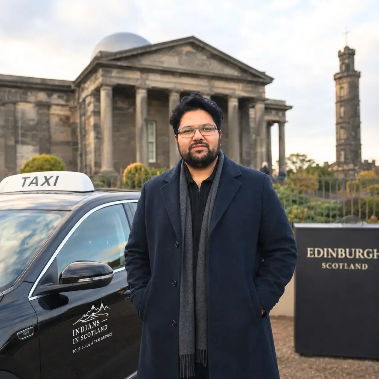 Abhimanyu Dagar with his vehicle in Edinburgh